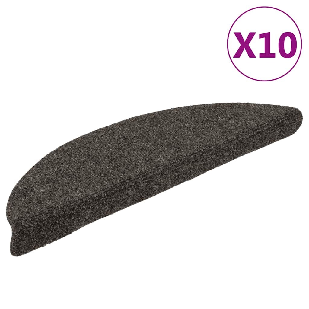 Prostirke za stepenice, samoljepljive, 10 kom, 56x17x3 cm, antracit, poluokrugle