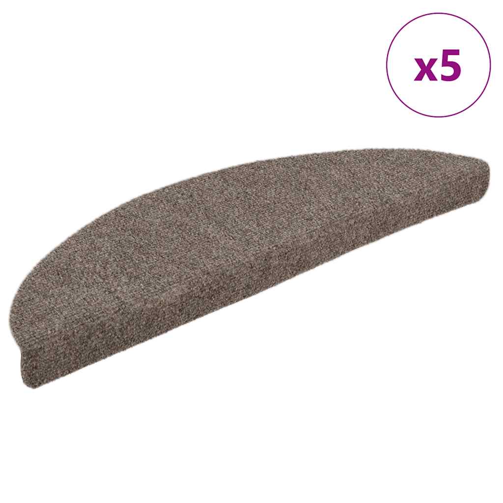 Prostirke za stepenice, samoljepljive, 5 kom, 56x17x3 cm, bež, poluokrugle