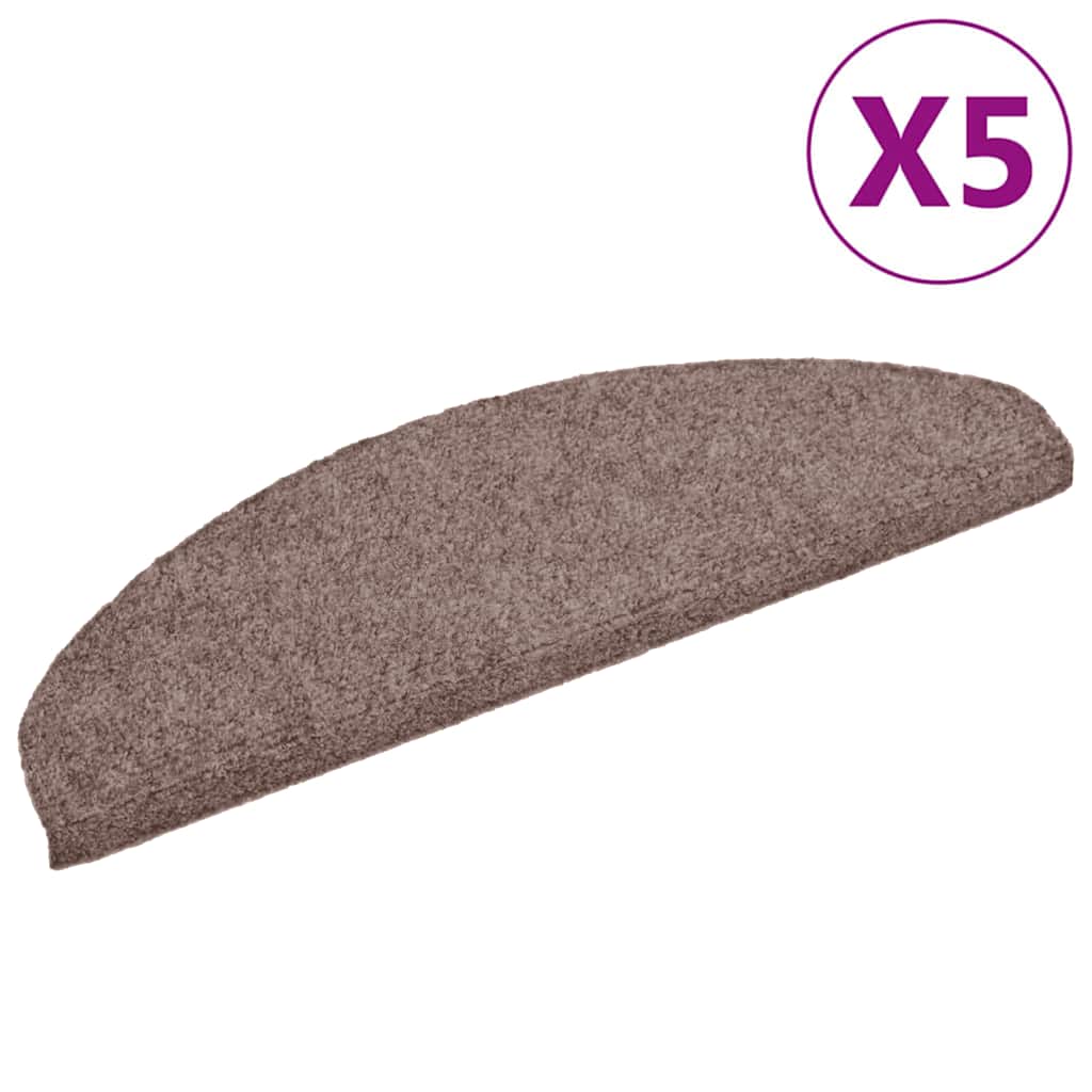 Prostirke za stepenice, samoljepljive, 5 kom. 65x21x4 cm, svijetlosmeđe, poluokrugle, velike