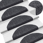 Prostirke za stepenice, samoljepljive, 5 kom, 65x21x4 cm, tamno sive, poluokrugle, velike