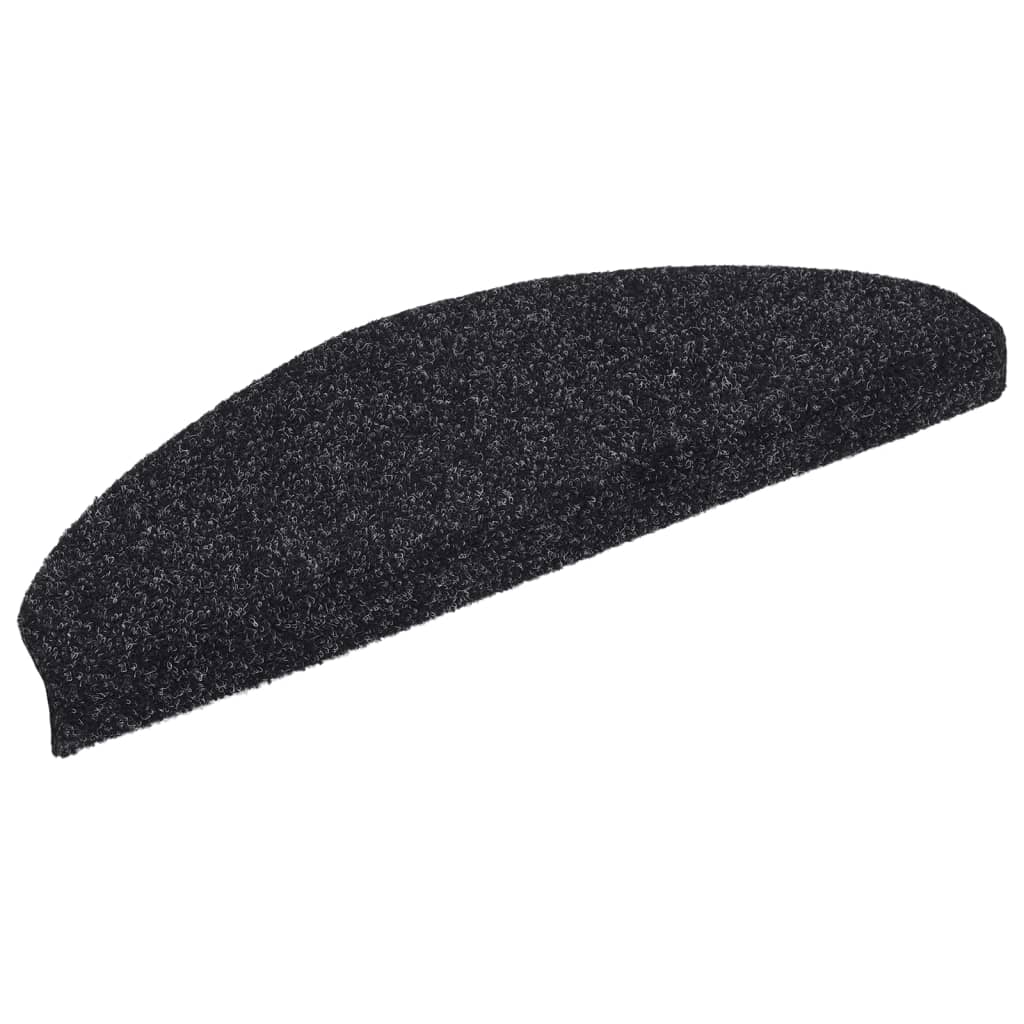Prostirke za stepenice, samoljepljive, 10 kom, 65x21x4 cm, crne, poluokrugle, velike