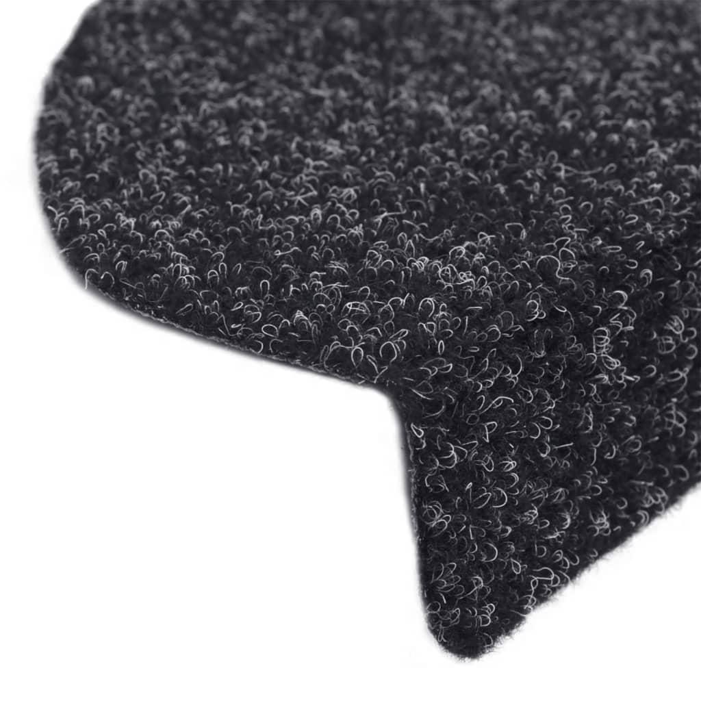 Prostirke za stepenice, samoljepljive, 10 kom, 65x21x4 cm, crne, poluokrugle, velike