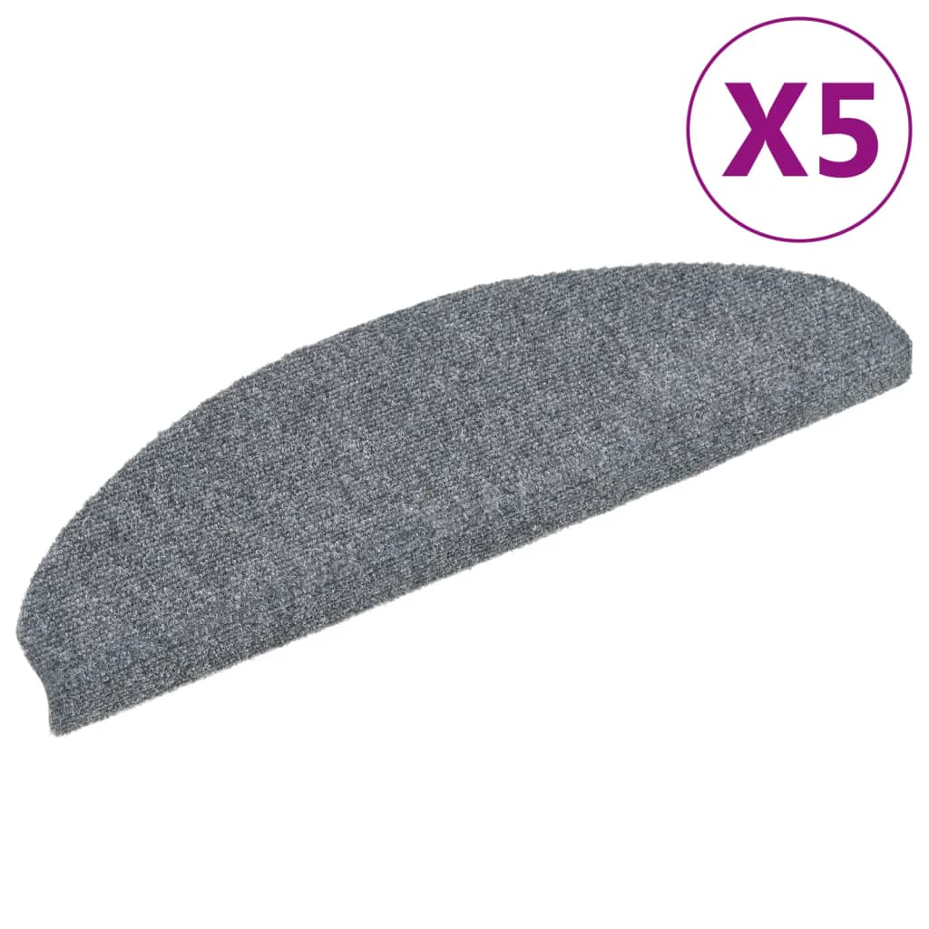 Prostirke za stepenice, samoljepljive, 5 kom, 65x21x4 cm, svijetlo sive, poluokrugle, velike