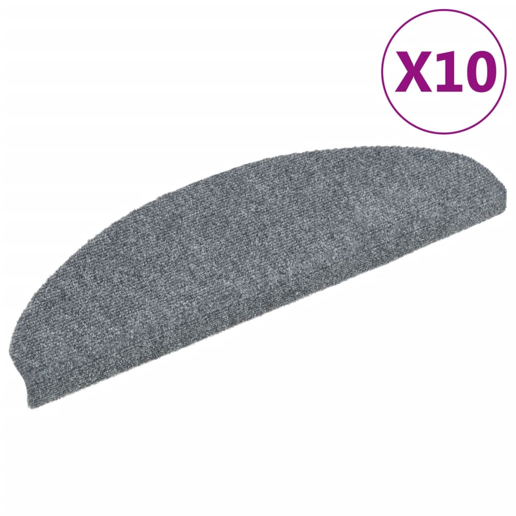 Prostirke za stepenice, samoljepljive, 10 kom, 65x21x4 cm, svijetlo sive, poluokrugle, velike