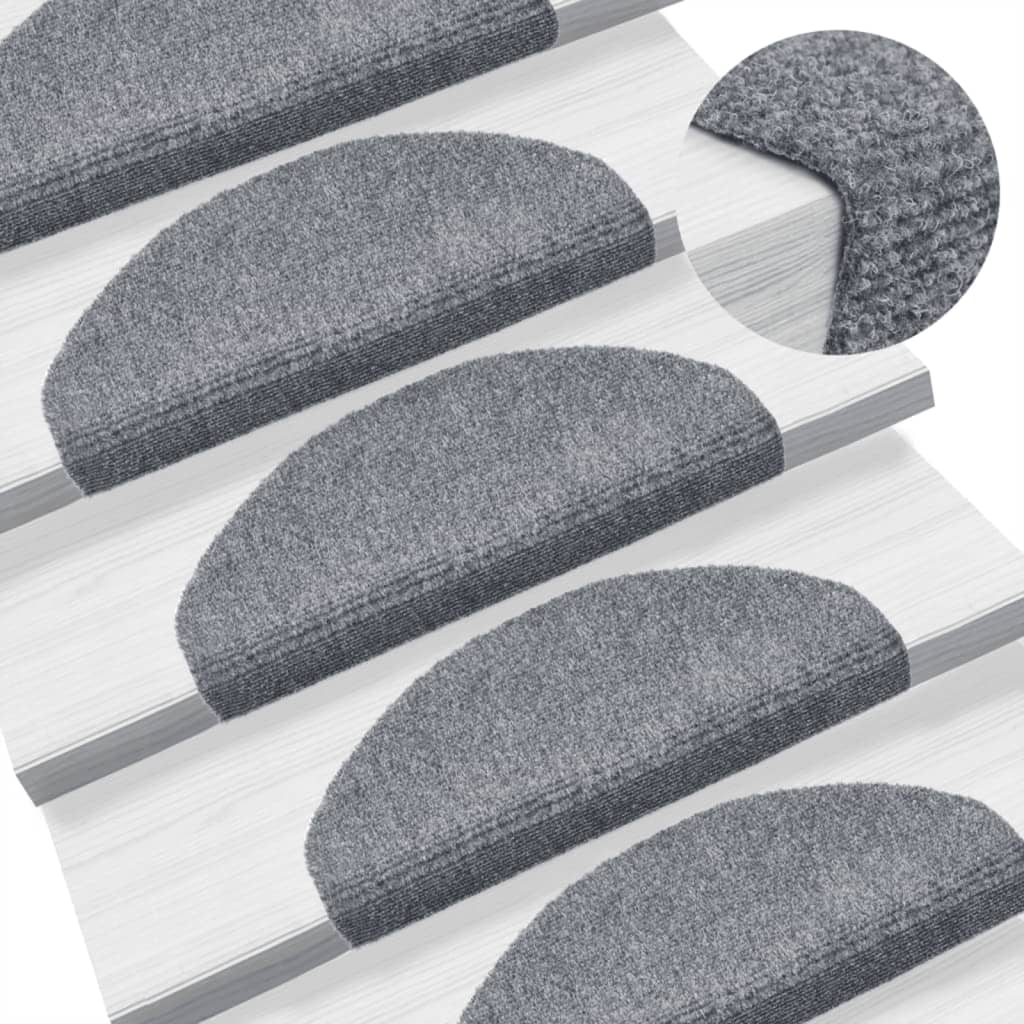 Prostirke za stepenice, samoljepljive, 10 kom, 65x21x4 cm, svijetlo sive, poluokrugle, velike