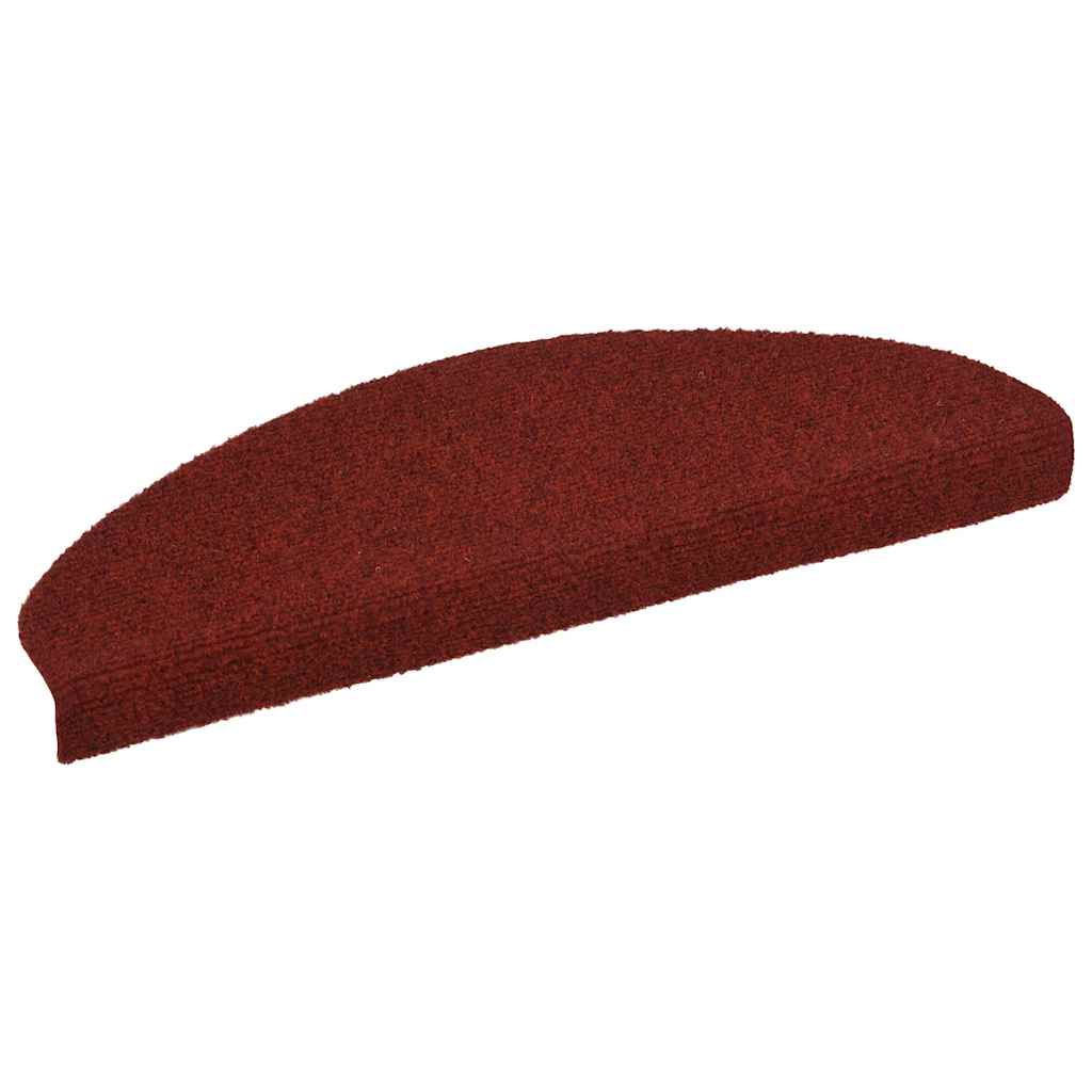 Prostirke za stepenice, samoljepljive, 5 kom, 65x21x4 cm, bordo crvene, poluokrugle, velike