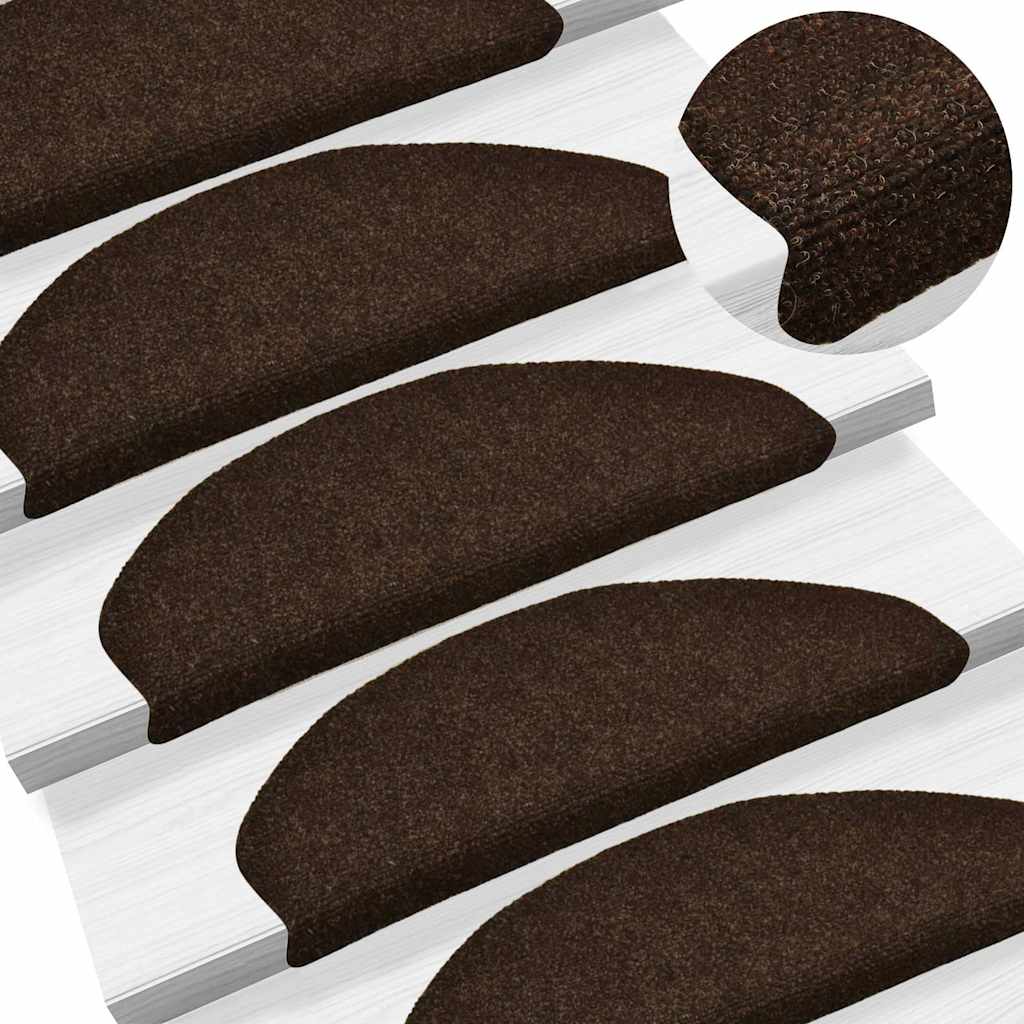 Prostirke za stepenice, samoljepljive, 10 kom, 65x21x4 cm, smeđe, poluokrugle, velike