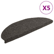 Prostirke za stepenice, samoljepljive, 5 kom. 65x21x4 cm, antracit, poluokrugle, velike