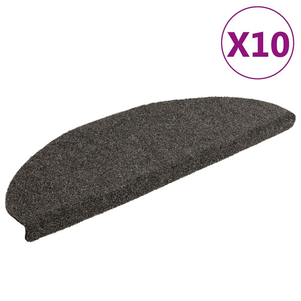 Prostirke za stepenice, samoljepljive, 10 kom. 65x21x4 cm, antracit, poluokrugle, velike