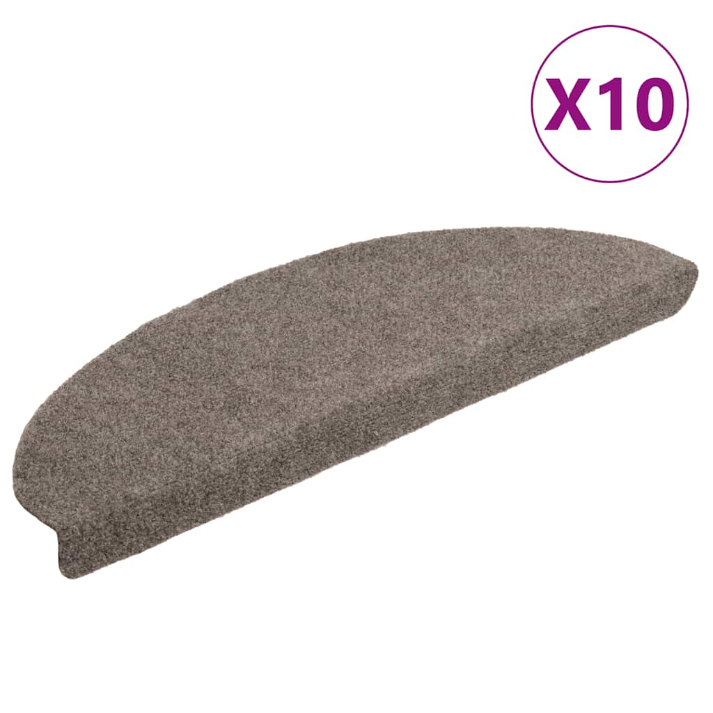 Prostirke za stepenice, samoljepljive, 10 kom, 65x21x4 cm, bež, poluokrugle, velike