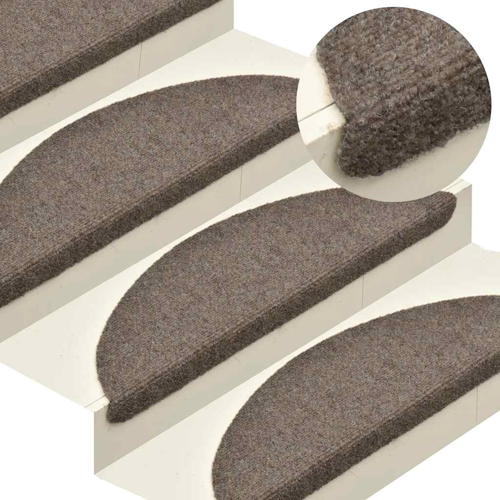 Prostirke za stepenice, samoljepljive, 10 kom, 65x21x4 cm, bež, poluokrugle, velike