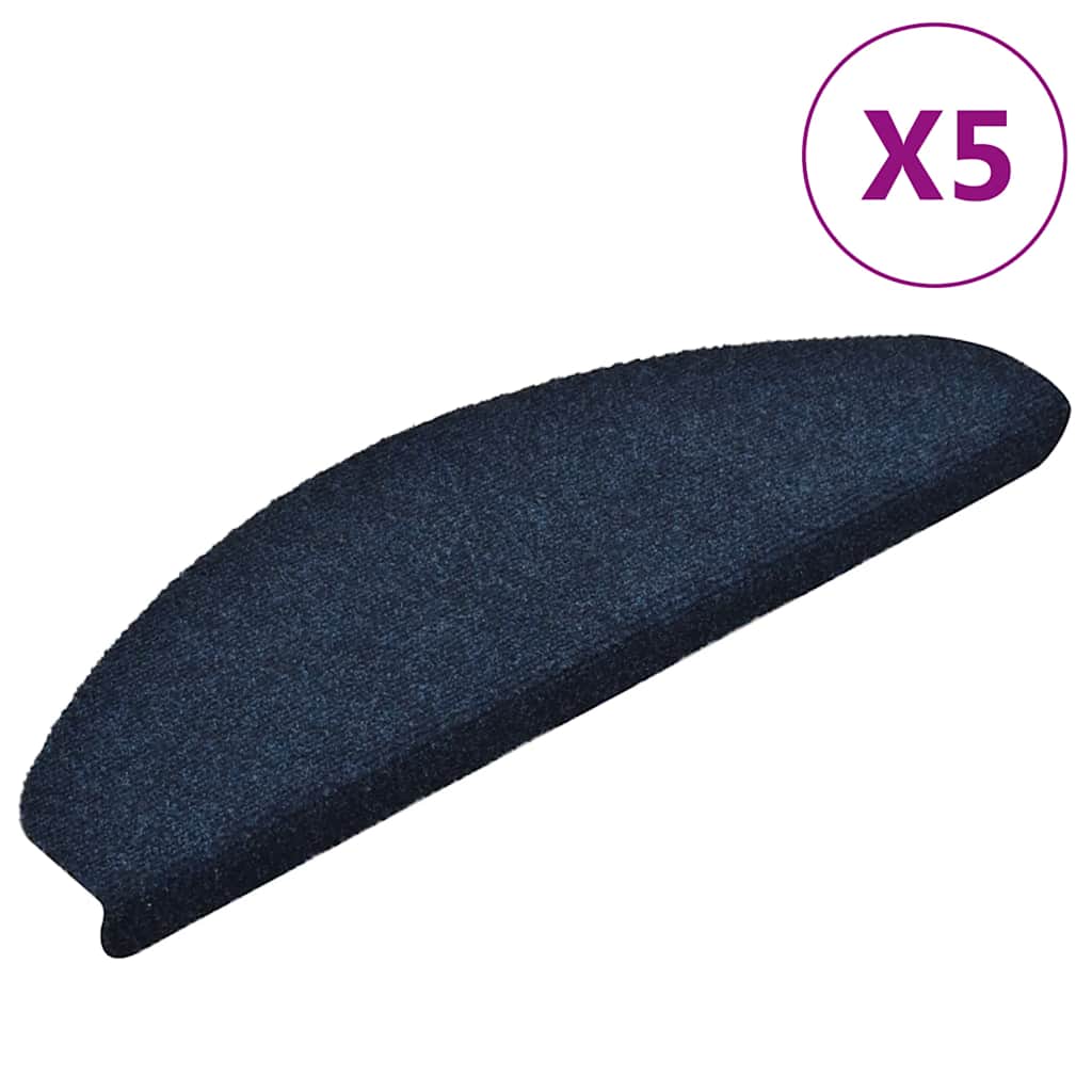 Prostirke za stepenice, samoljepljive, 5 kom. 65x21x4 cm, tamnoplave, poluokrugle, velike