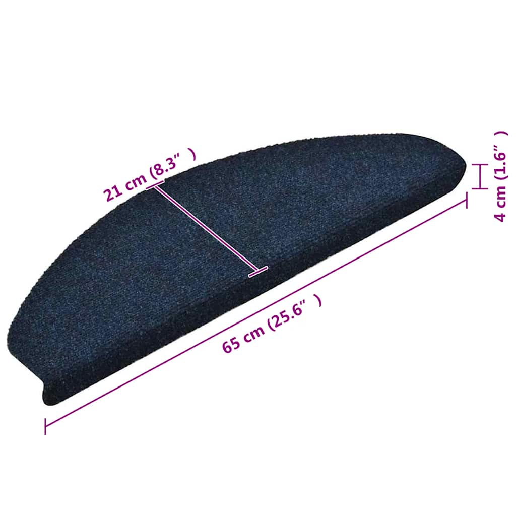 Prostirke za stepenice, samoljepljive, 5 kom. 65x21x4 cm, tamnoplave, poluokrugle, velike