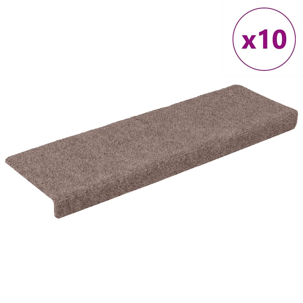 Prostirke za stepenice samoljepljive 10 kom 65x21x4 cm svijetlosmeđa pravokutni rub