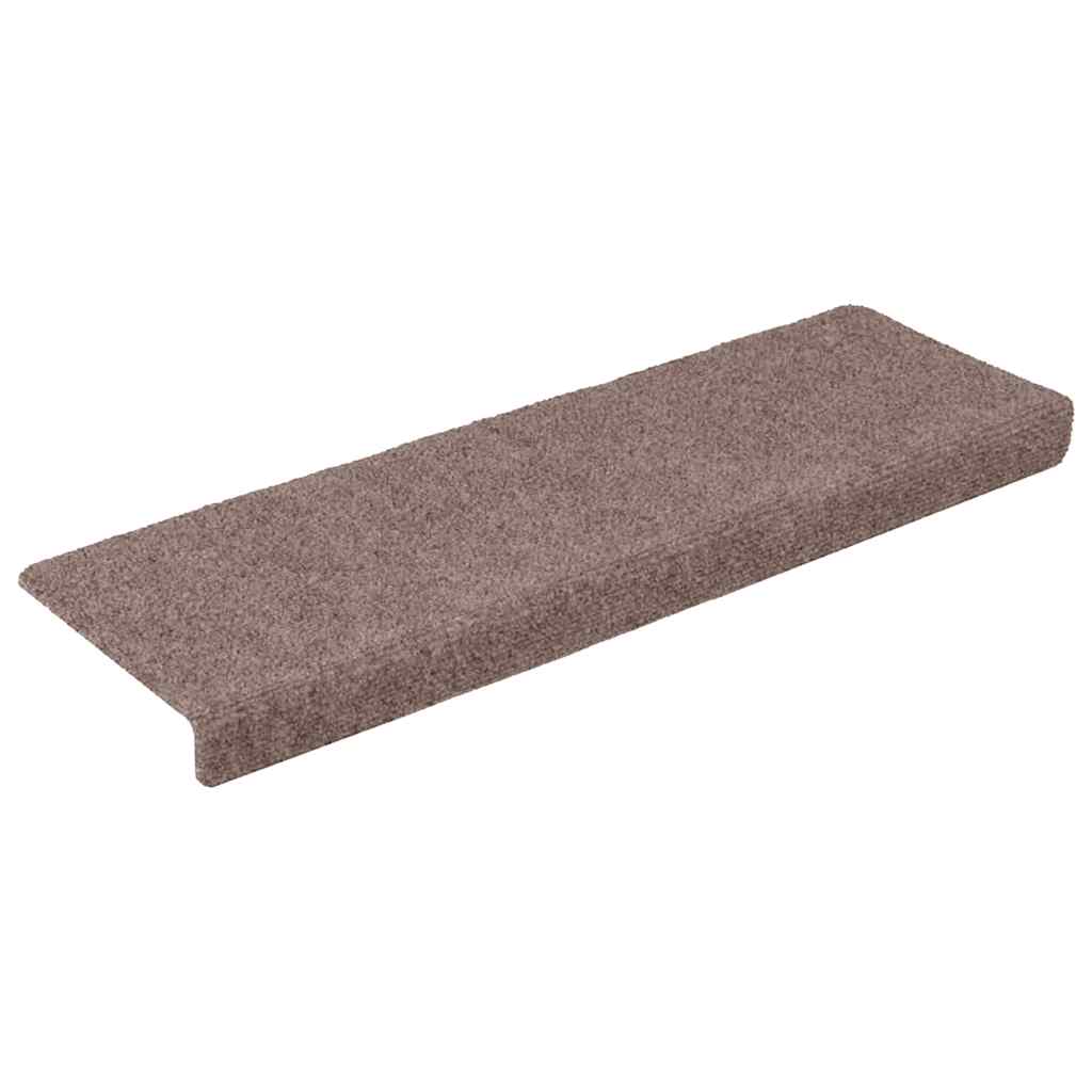 Prostirke za stepenice samoljepljive 10 kom 65x21x4 cm svijetlosmeđa pravokutni rub