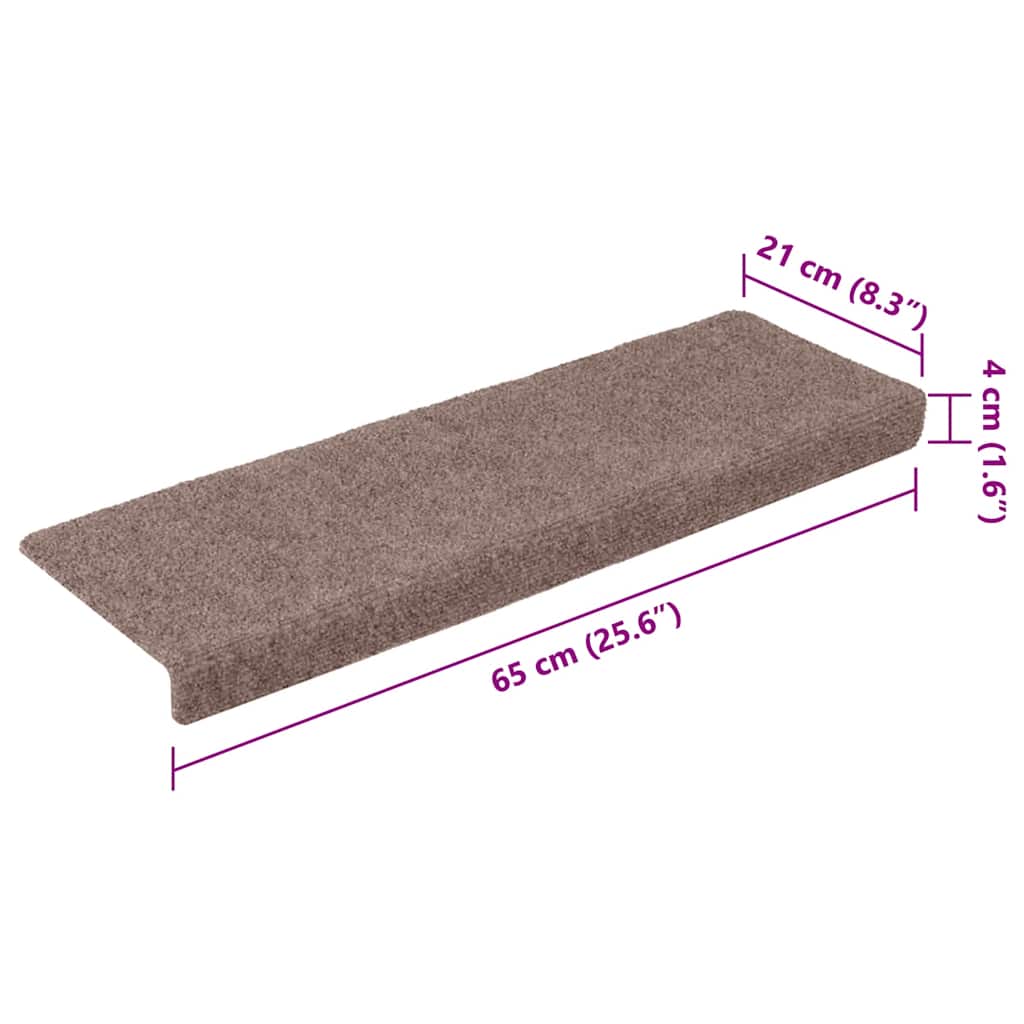 Prostirke za stepenice samoljepljive 10 kom 65x21x4 cm svijetlosmeđa pravokutni rub