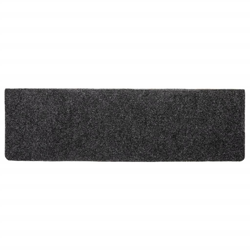 Prostirke za stepenice samoljepljive 10 kom 65x21x4 cm tamnosive pravokutne rubove