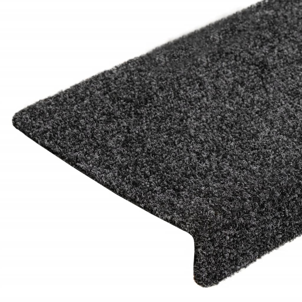 Prostirke za stepenice samoljepljive 10 kom 65x21x4 cm tamnosive pravokutne rubove