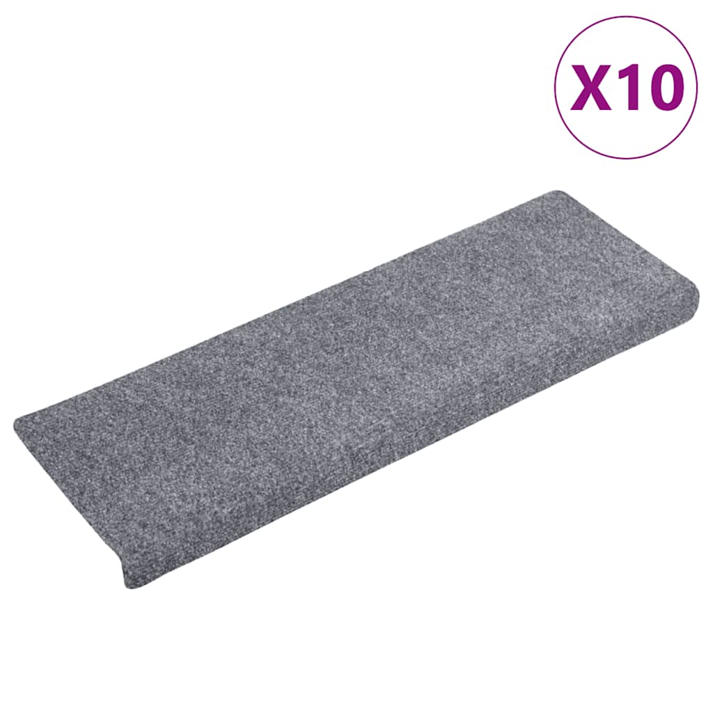 Prostirke za stepenice samoljepljive 10 kom 65x21x4 cm svijetlo sive pravokutne rubove