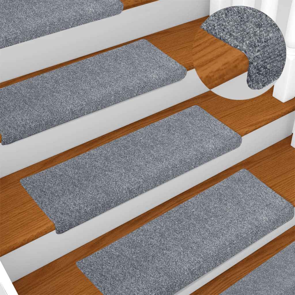Prostirke za stepenice samoljepljive 10 kom 65x21x4 cm svijetlo sive pravokutne rubove
