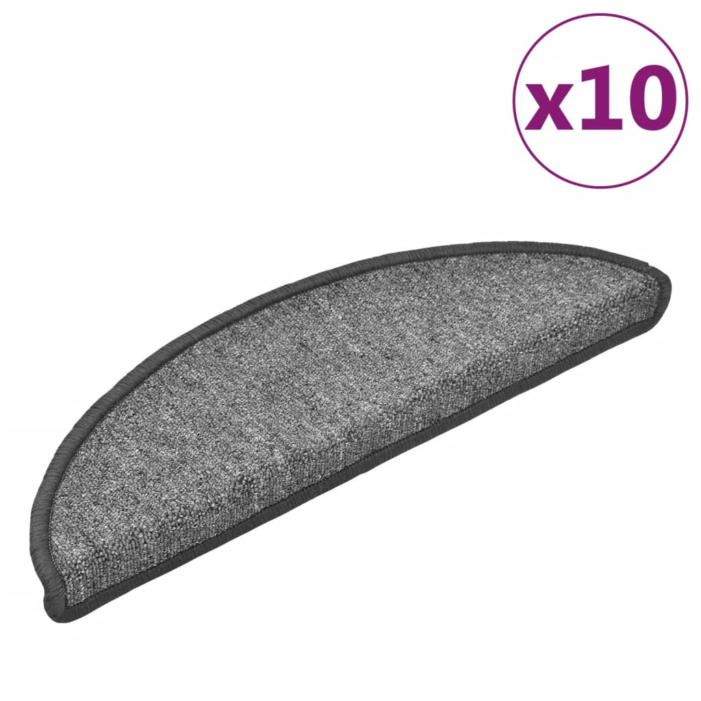 Prostirke za stepenice 10 kom 56x17x3 cm tamno sive poluokrugle