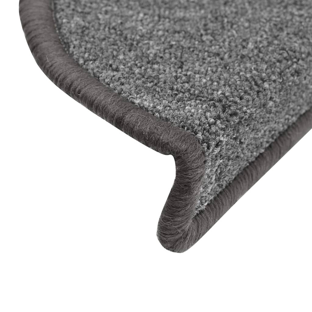 Prostirke za stepenice 10 kom 56x17x3 cm tamno sive poluokrugle
