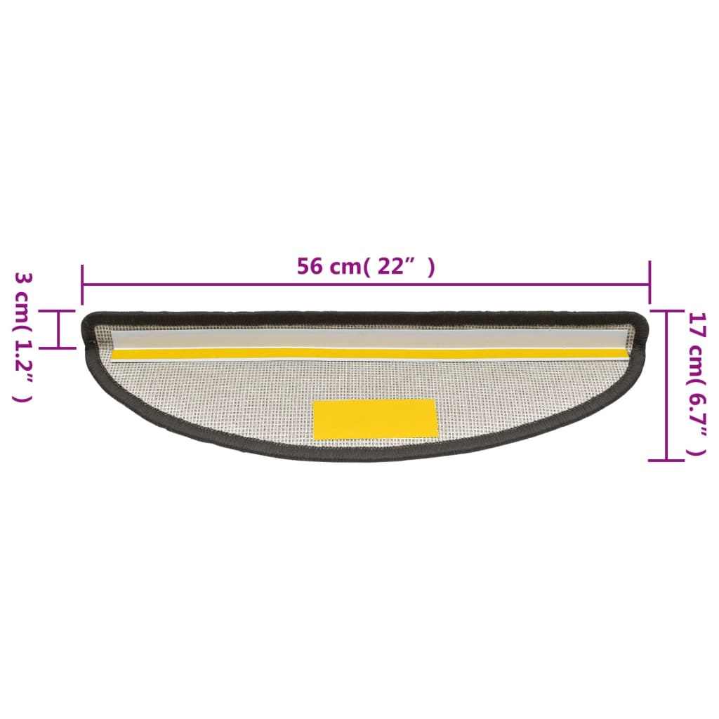 Prostirke za stepenice 10 kom 56x17x3 cm tamno sive poluokrugle