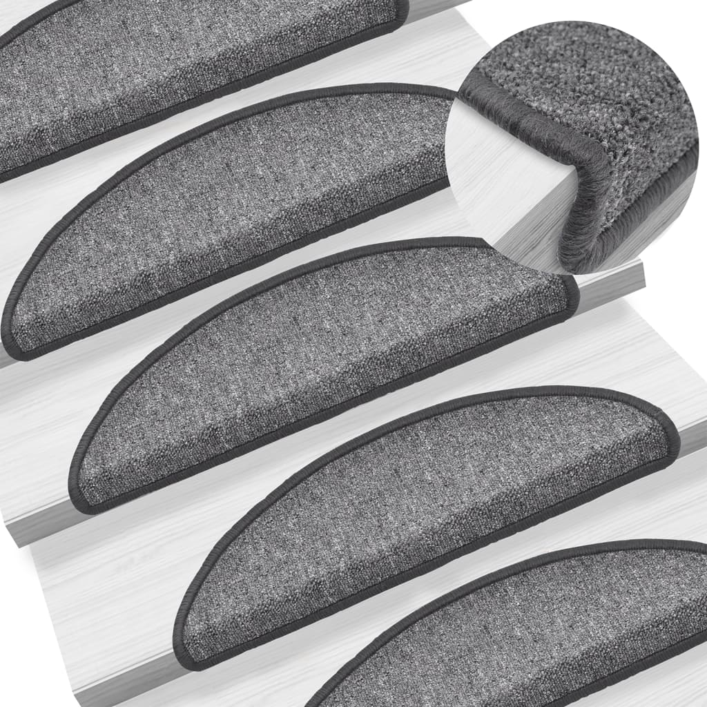 Prostirke za stepenice 10 kom 56x17x3 cm tamno sive poluokrugle
