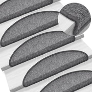 Prostirke za stepenice 10 kom 56x17x3 cm tamno sive poluokrugle