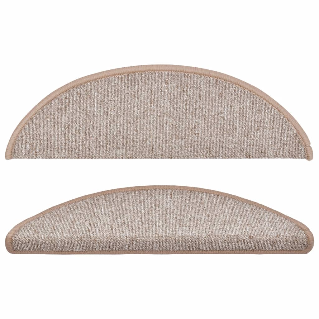Prostirke za stepenice 10 kom 56x17x3 cm svijetlosmeđe poluokrugle