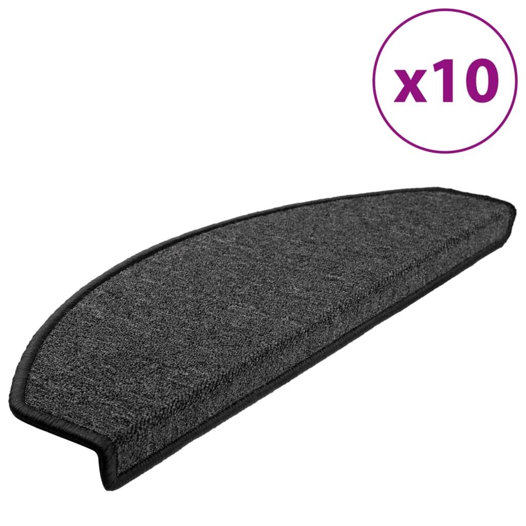Prostirke za stepenice 10 kom 65x24x4 cm antracit poluokrugle velike