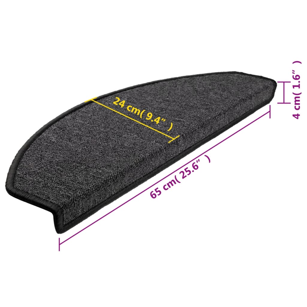 Prostirke za stepenice 10 kom 65x24x4 cm antracit poluokrugle velike