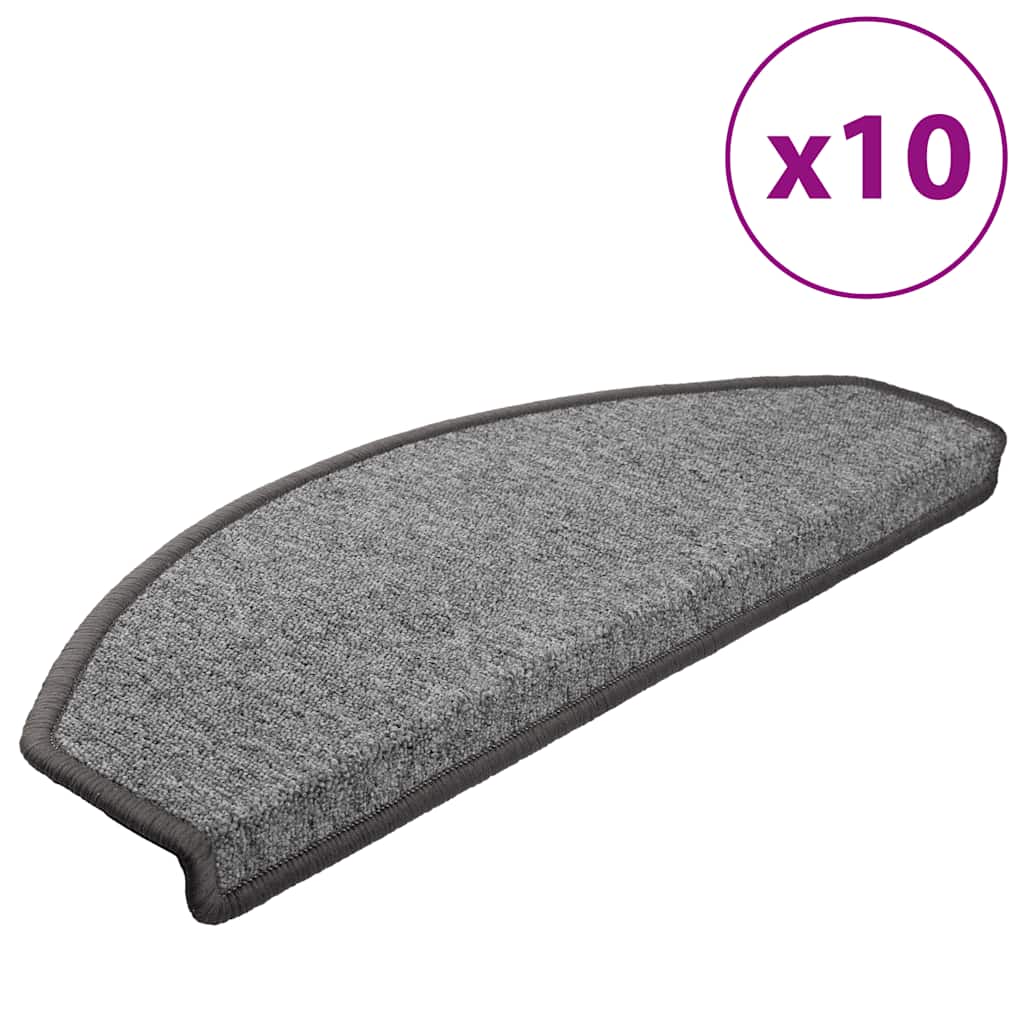 Prostirke za stepenice 10 kom 65x24x4 cm tamno sive poluokrugle velike