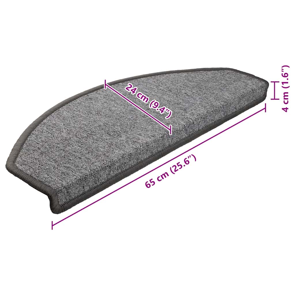 Prostirke za stepenice 10 kom 65x24x4 cm tamno sive poluokrugle velike