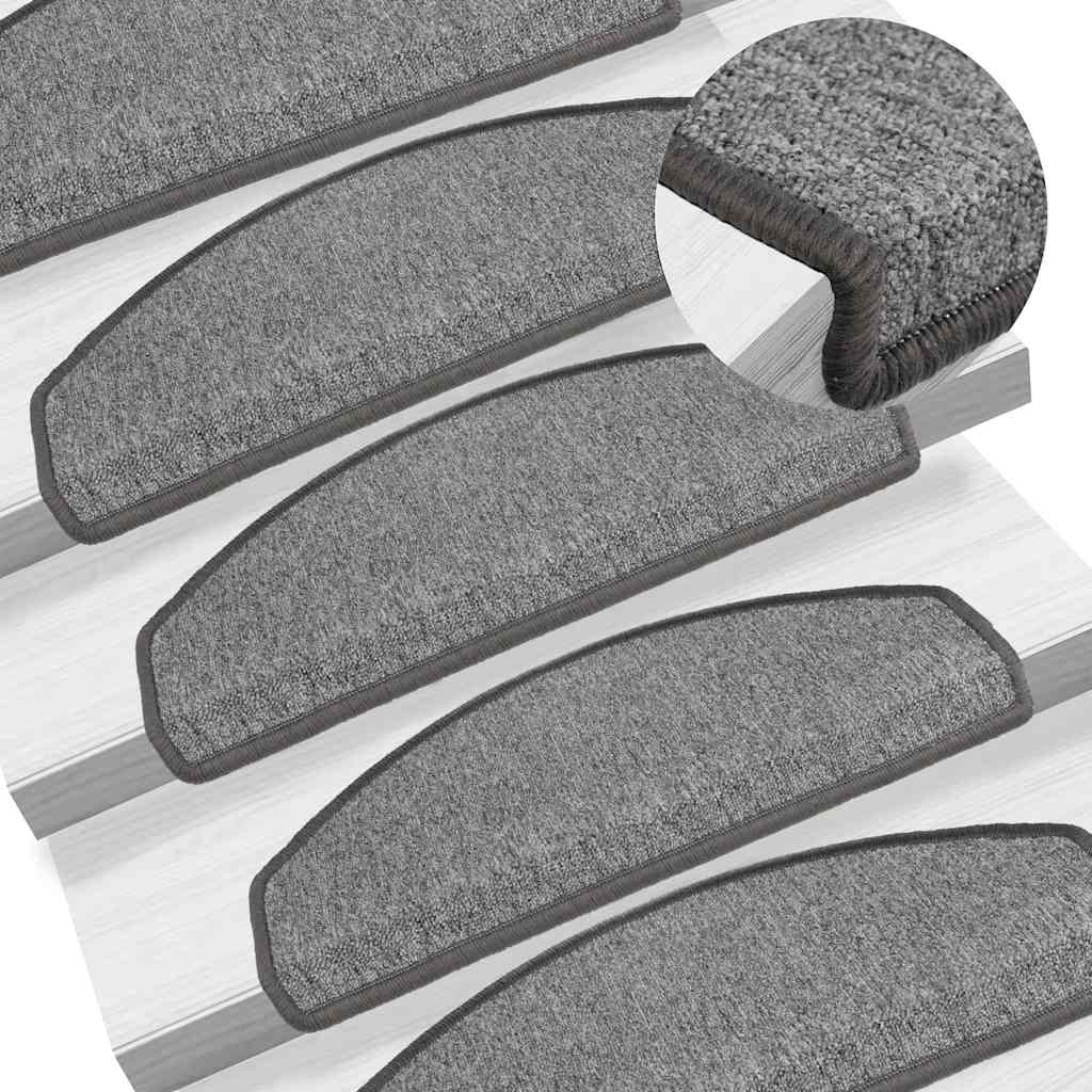 Prostirke za stepenice 10 kom 65x24x4 cm tamno sive poluokrugle velike