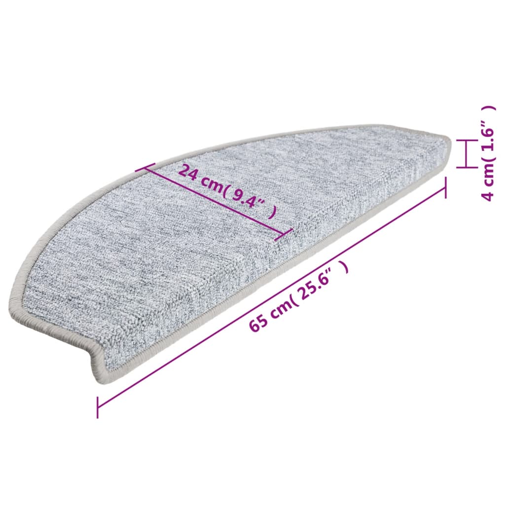 Prostirke za stepenice 10 kom 65x24x4 cm svijetlo sive poluokrugle velike