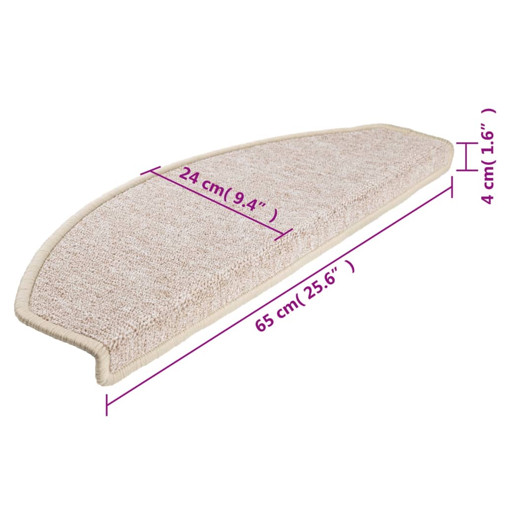 Prostirke za stepenice 10 kom 65x24x4 cm taupe poluokrugle velike