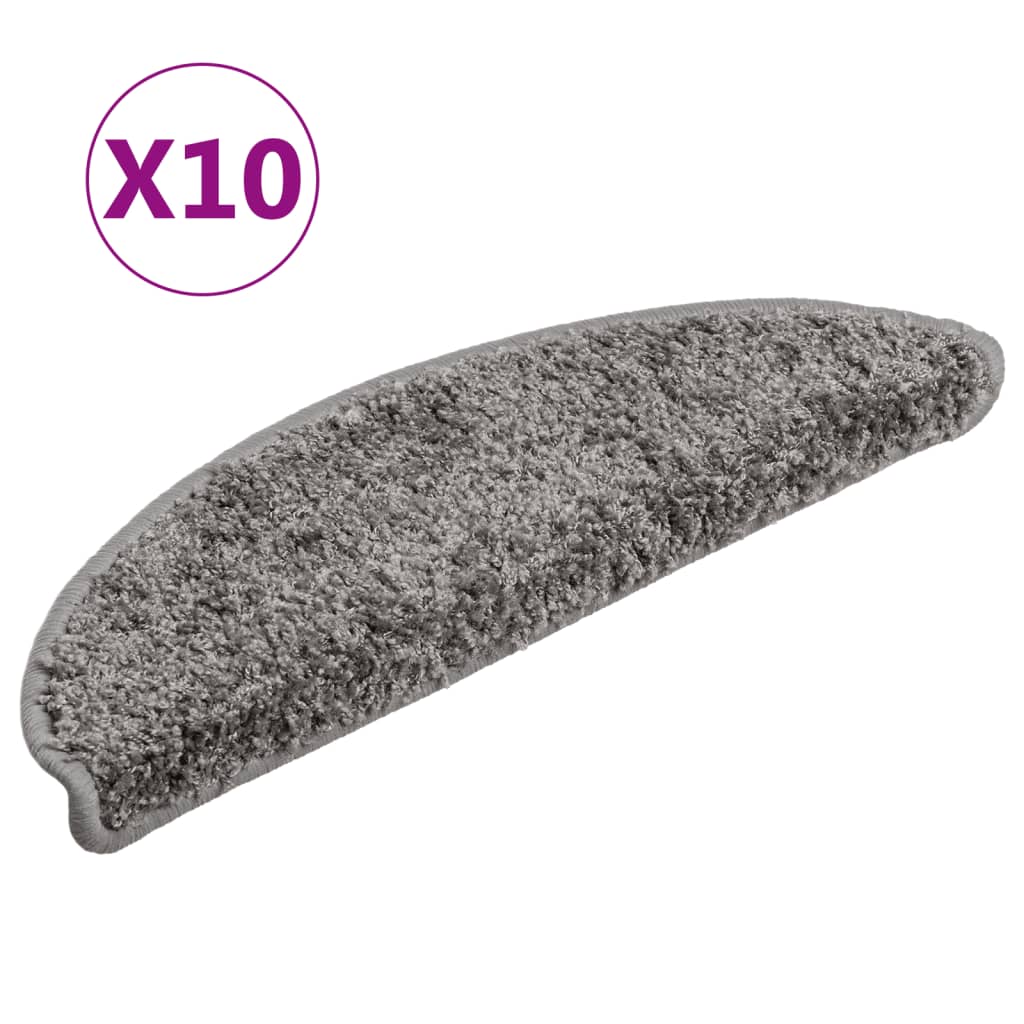 Prostirke za stepenice 10 kom 56x17x3 cm sive poluokrugle