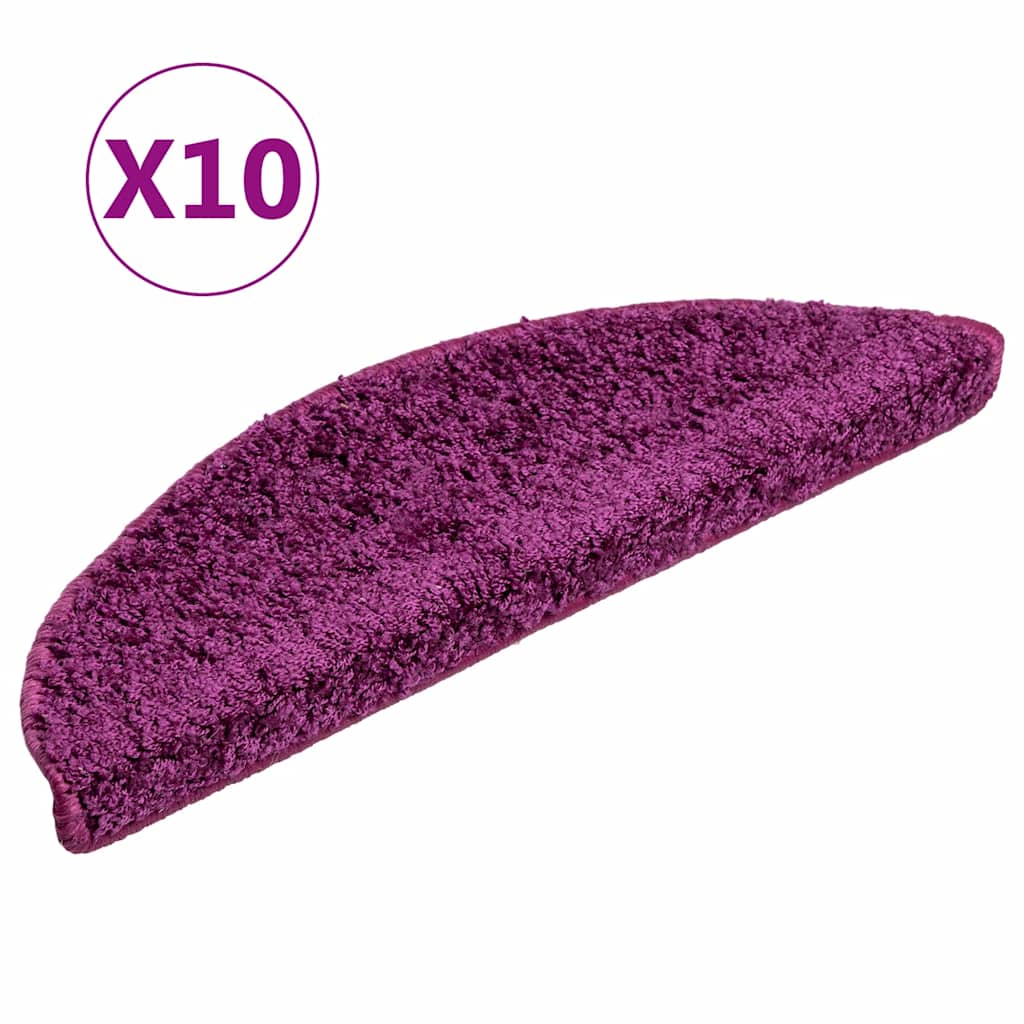 Prostirke za stepenice 10 kom 56x17x3 cm ljubičaste poluokrugle