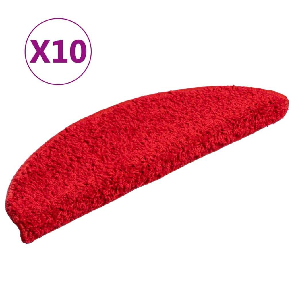 Prostirke za stepenice 10 kom 56x17x3 cm crvene poluokrugle