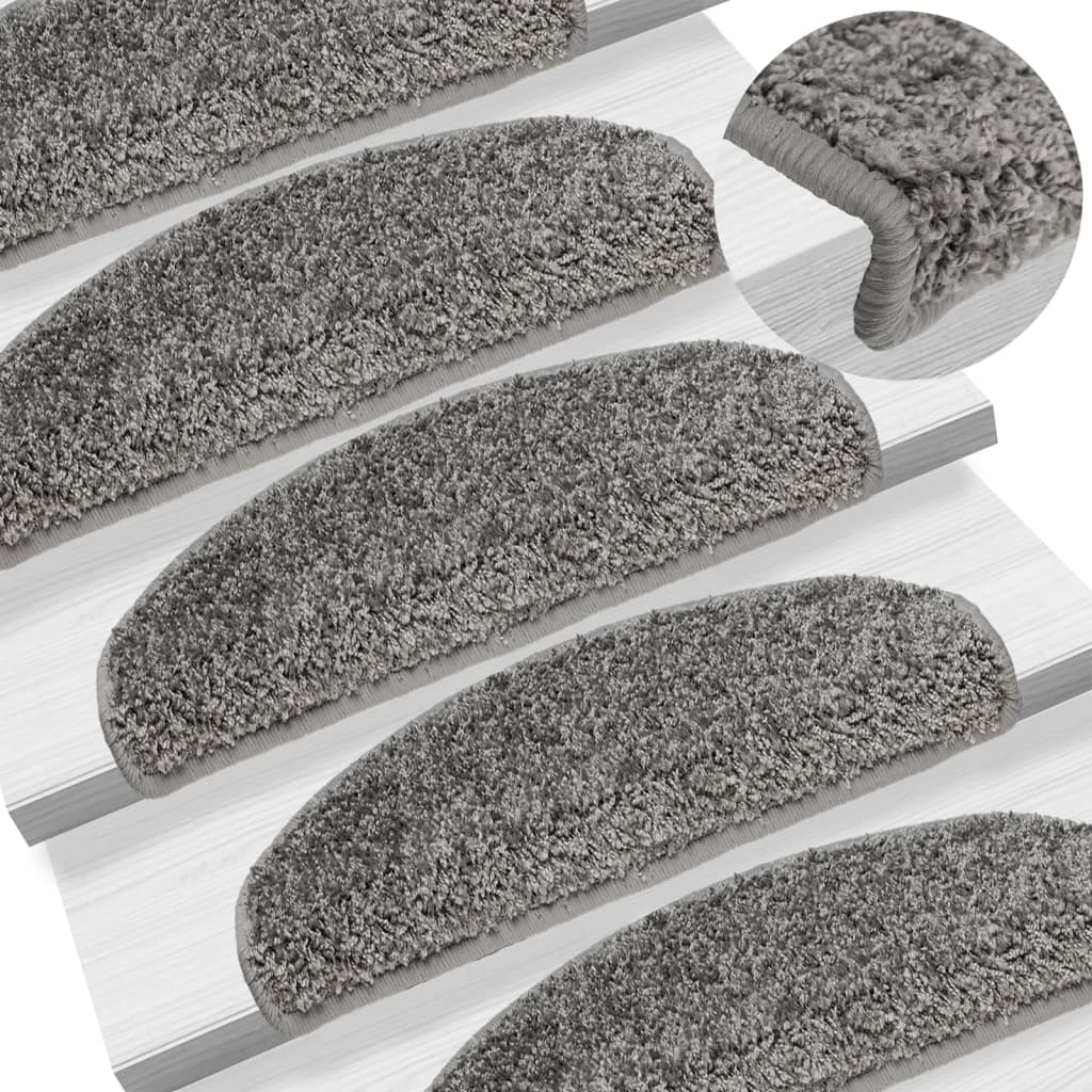 Prostirke za stepenice 10 kom 65x21x4 cm sive poluokrugle velike