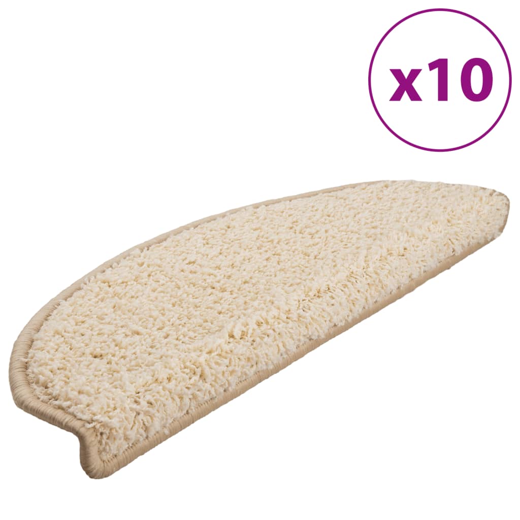 Prostirke za stepenice 10 kom 65x21x4 cm krem poluokrugle velike