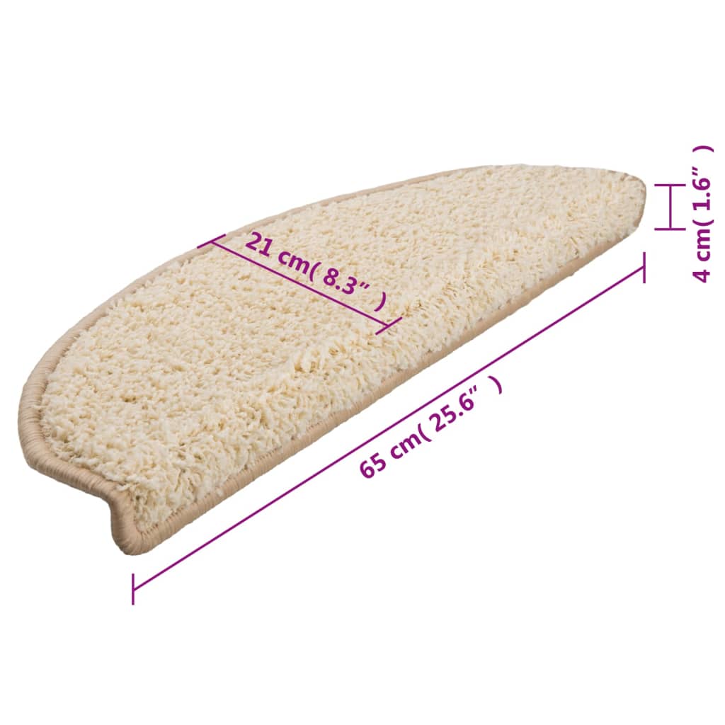 Prostirke za stepenice 10 kom 65x21x4 cm krem poluokrugle velike