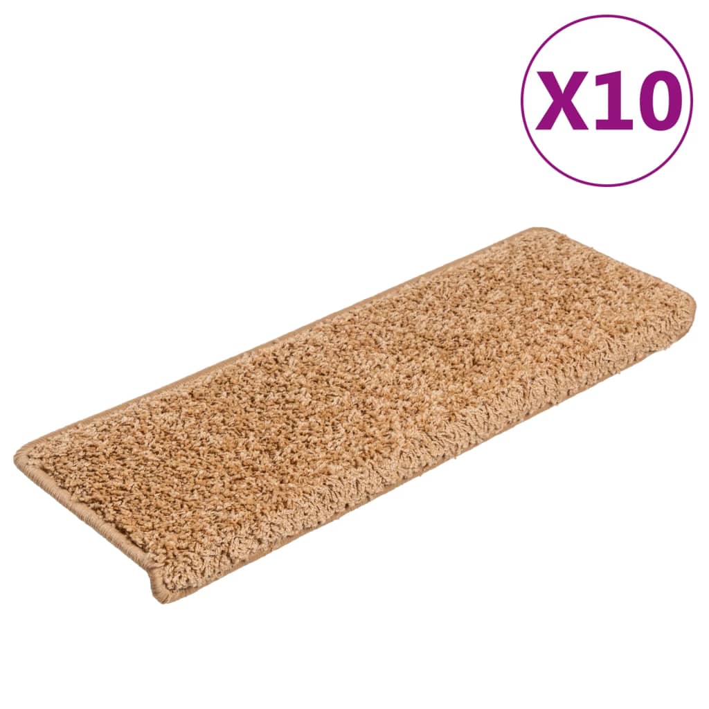 Prostirke za stepenice 10 kom 65x21x4 cm bež pravokutni rub