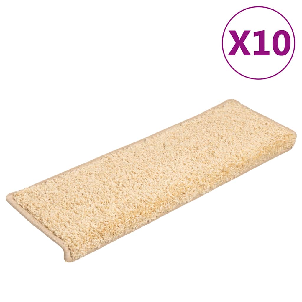 Prostirke za stepenice 10 kom 65x21x4 cm krem pravokutni rub