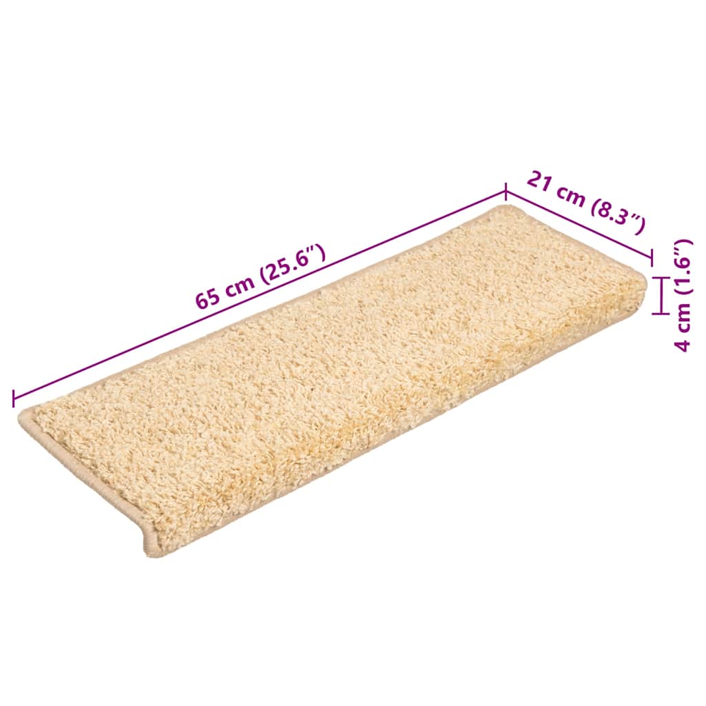 Prostirke za stepenice 10 kom 65x21x4 cm krem pravokutni rub