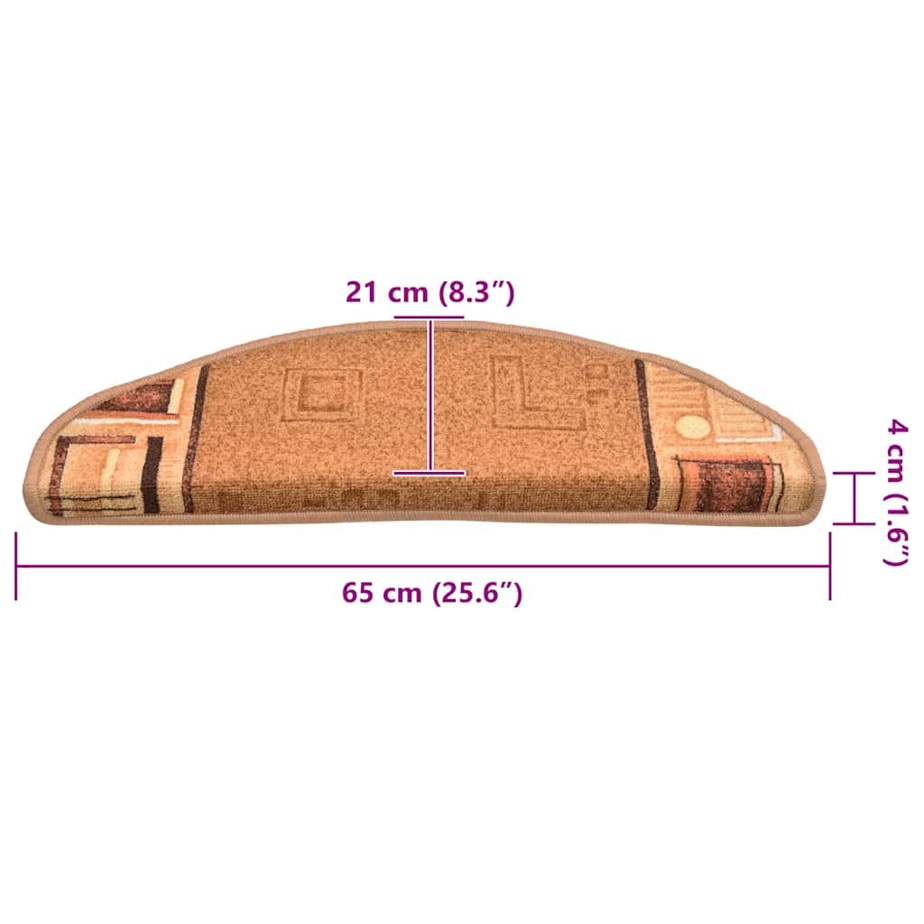 Otirači za stepenice samoljepljivi 10 kom 65x21x4 cm bež