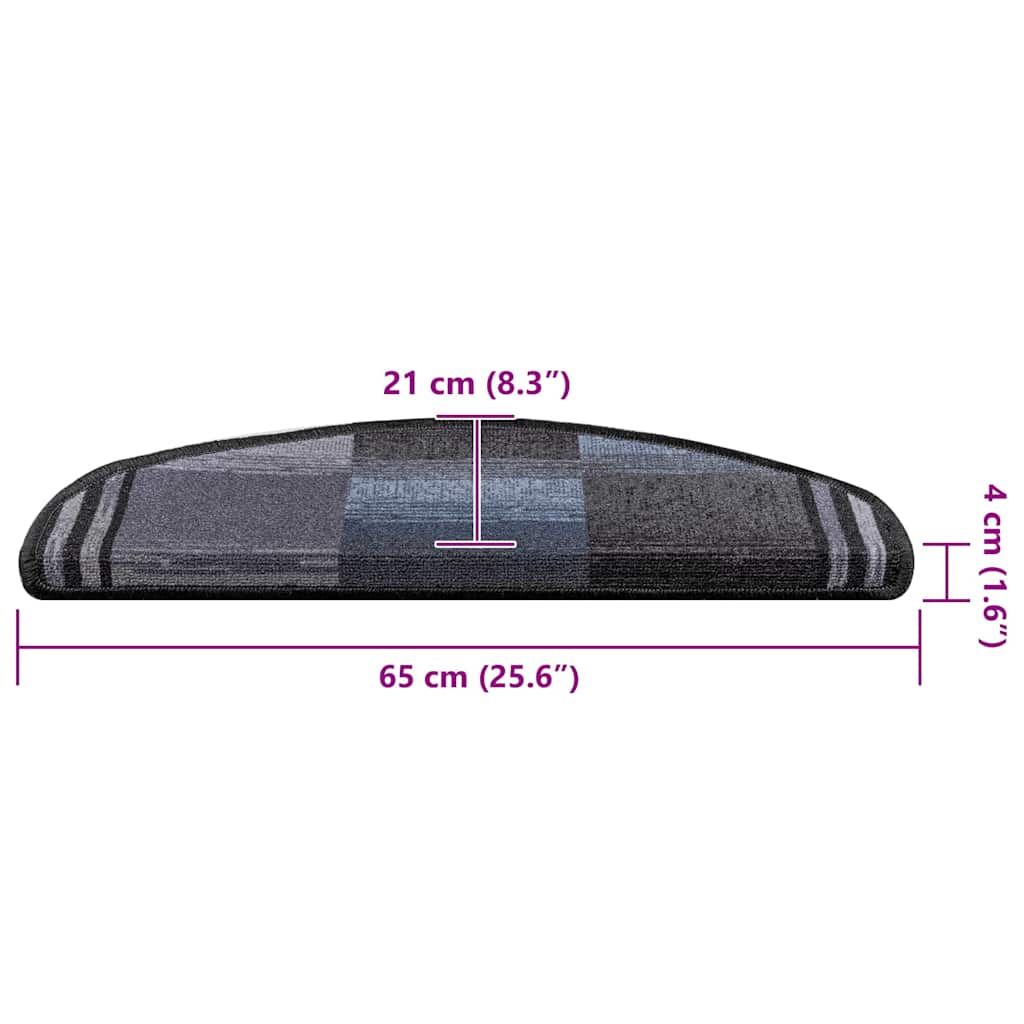 Otirači za stepenice samoljepljivi 5 kom 65x21x4 cm crno-sivi