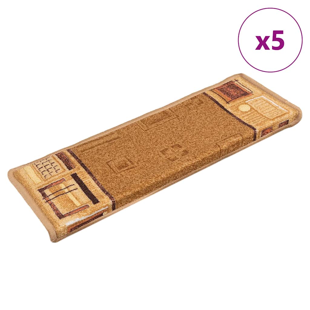 Otirači za stepenice samoljepljivi 5 kom 65x21x4 cm bež