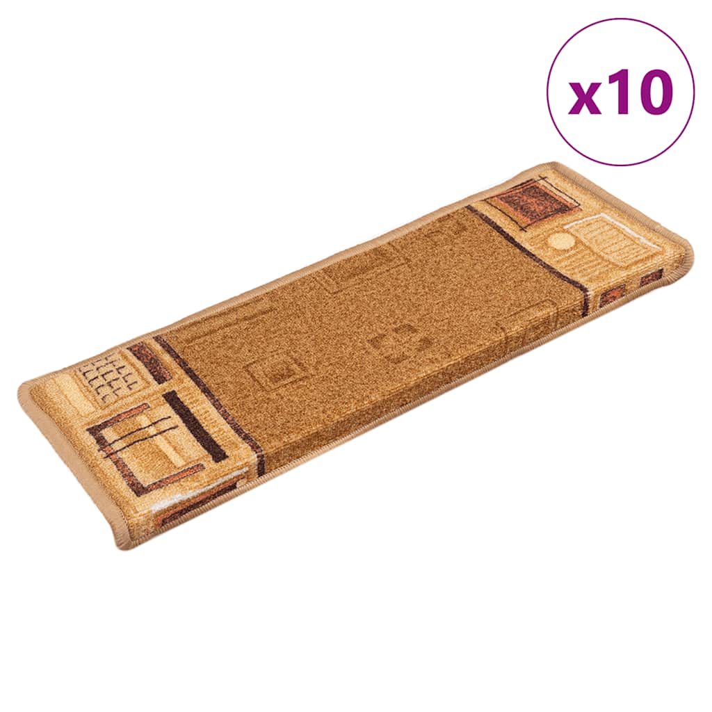 Otirači za stepenice samoljepljivi 10 kom 65x21x4 cm bež